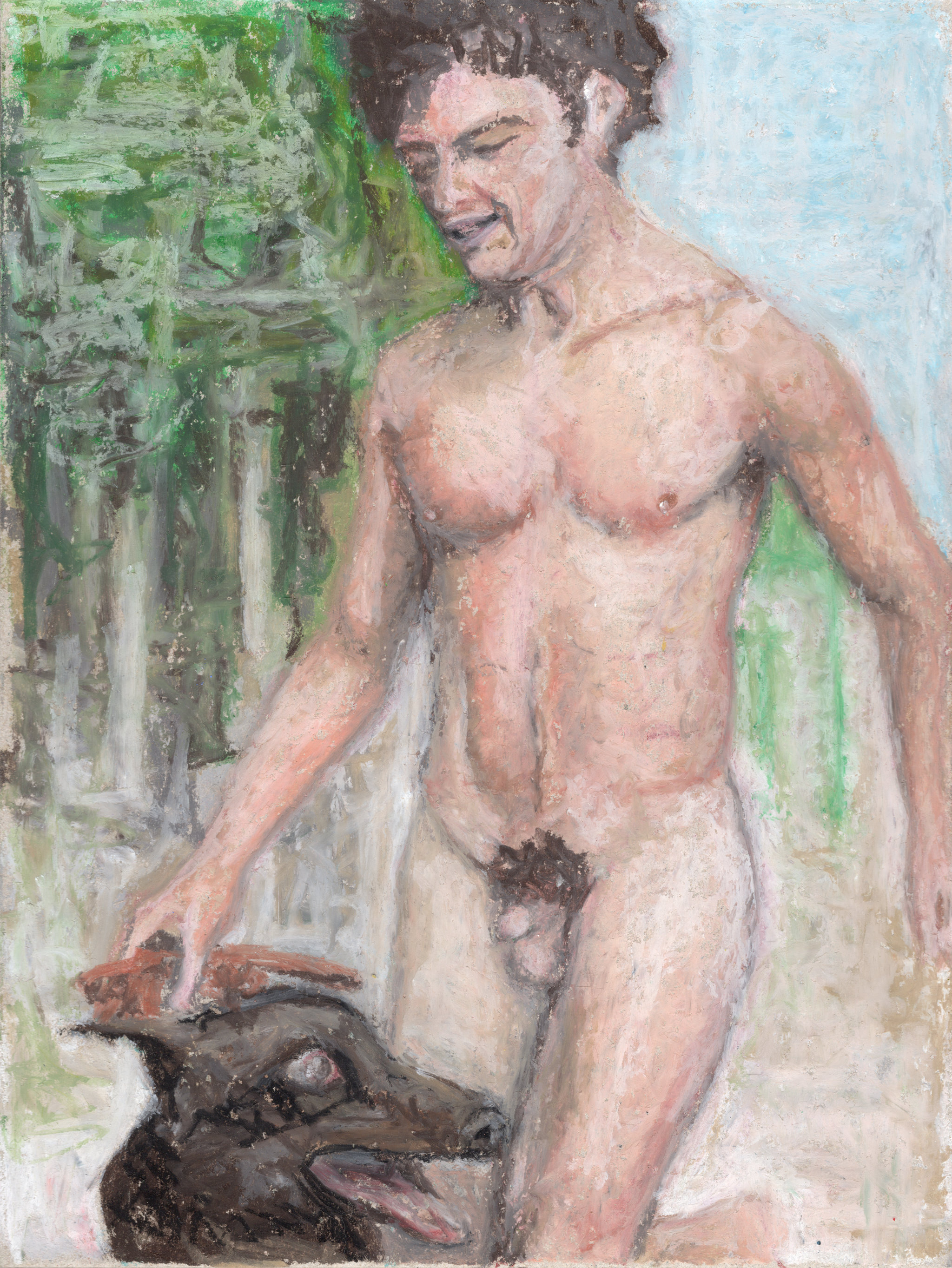 Man with dog / On the beach